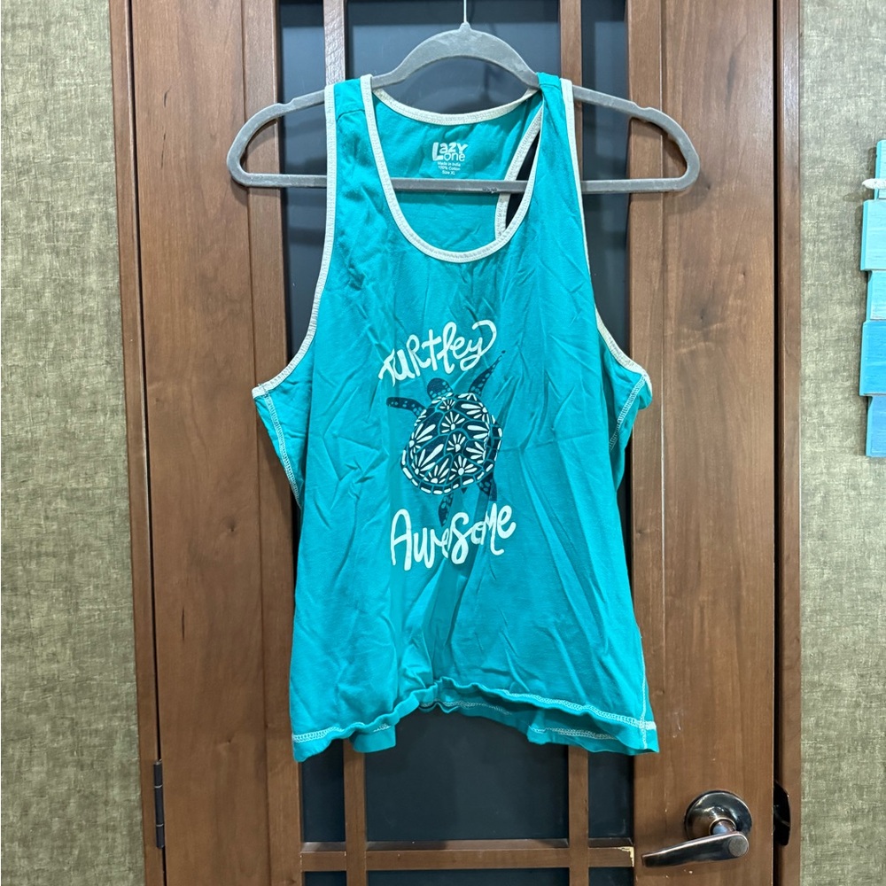 Turquoise Graphic Tank Top